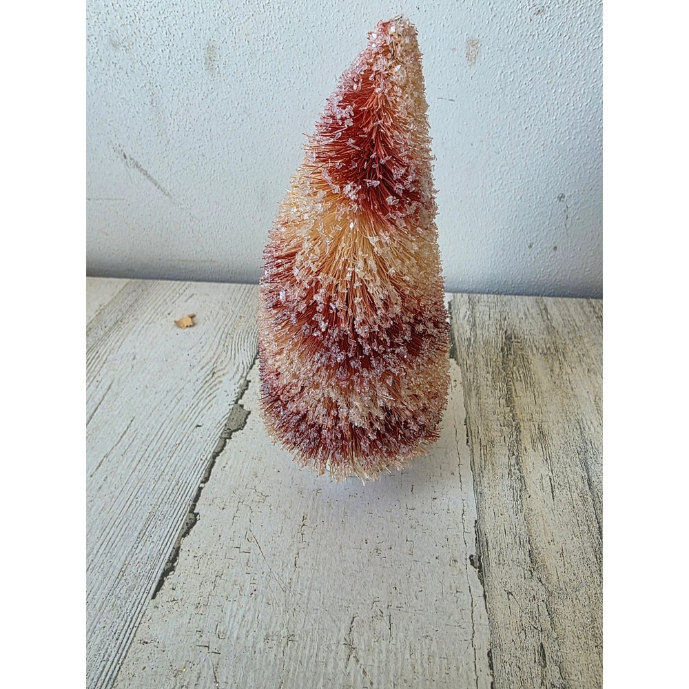 Vintage glitter bottle brush 6 inch ombre candy tree village Xmas pink